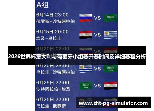 2026世界杯意大利与葡萄牙小组赛开赛时间及详细赛程分析